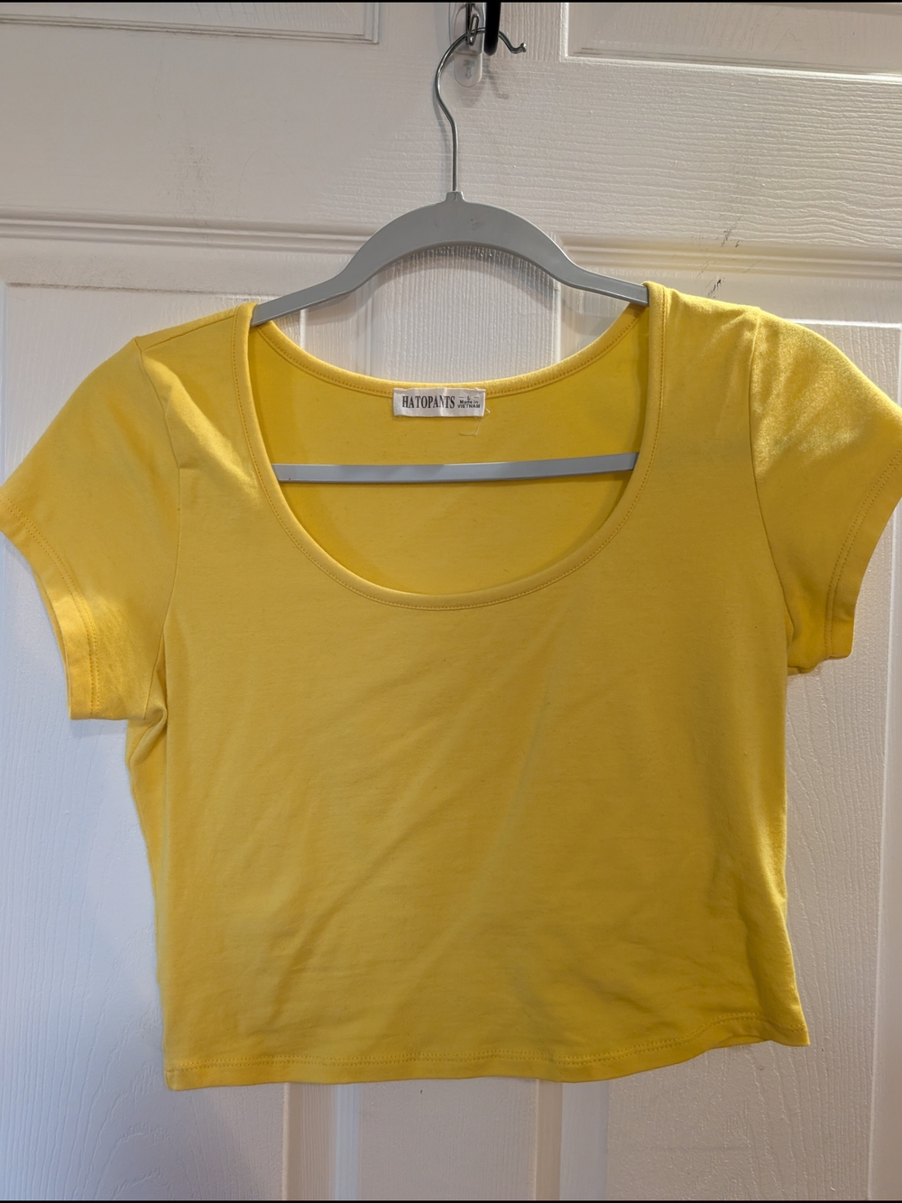 Women’s Bright Yellow Scoop Neck Crop Top - Size Large